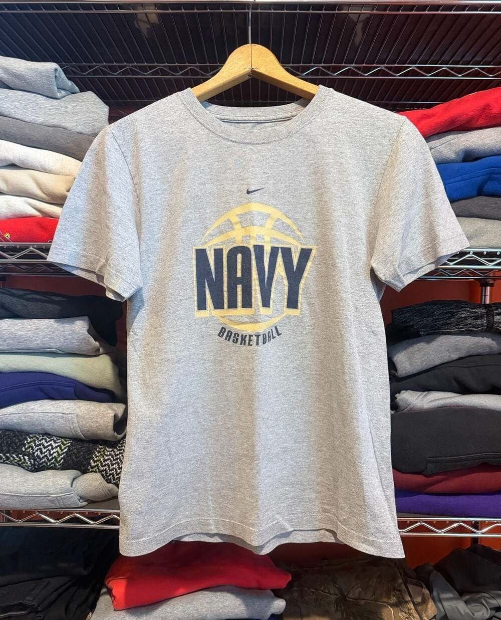 Nike Team Navy Midshipmen Basketball Gray Just Do It T-Shirt Men’s Small Y2K